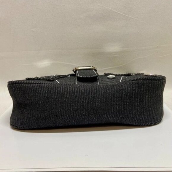 Y2K Star Denim Shoulder Bag Retro Black Underarm Cloth Purse Splicing Chain New - Picture 6 of 15